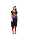 Navy Blue Colour VT Printed Casual Wear Heavy Rayon Kurtis VT2340